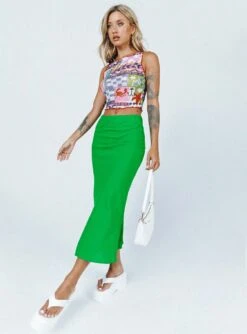 Princess Polly Bine Midi Skirt Green