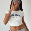 New York Baby Tee White