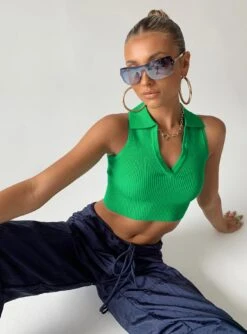 Princess Polly Patterson Top Green