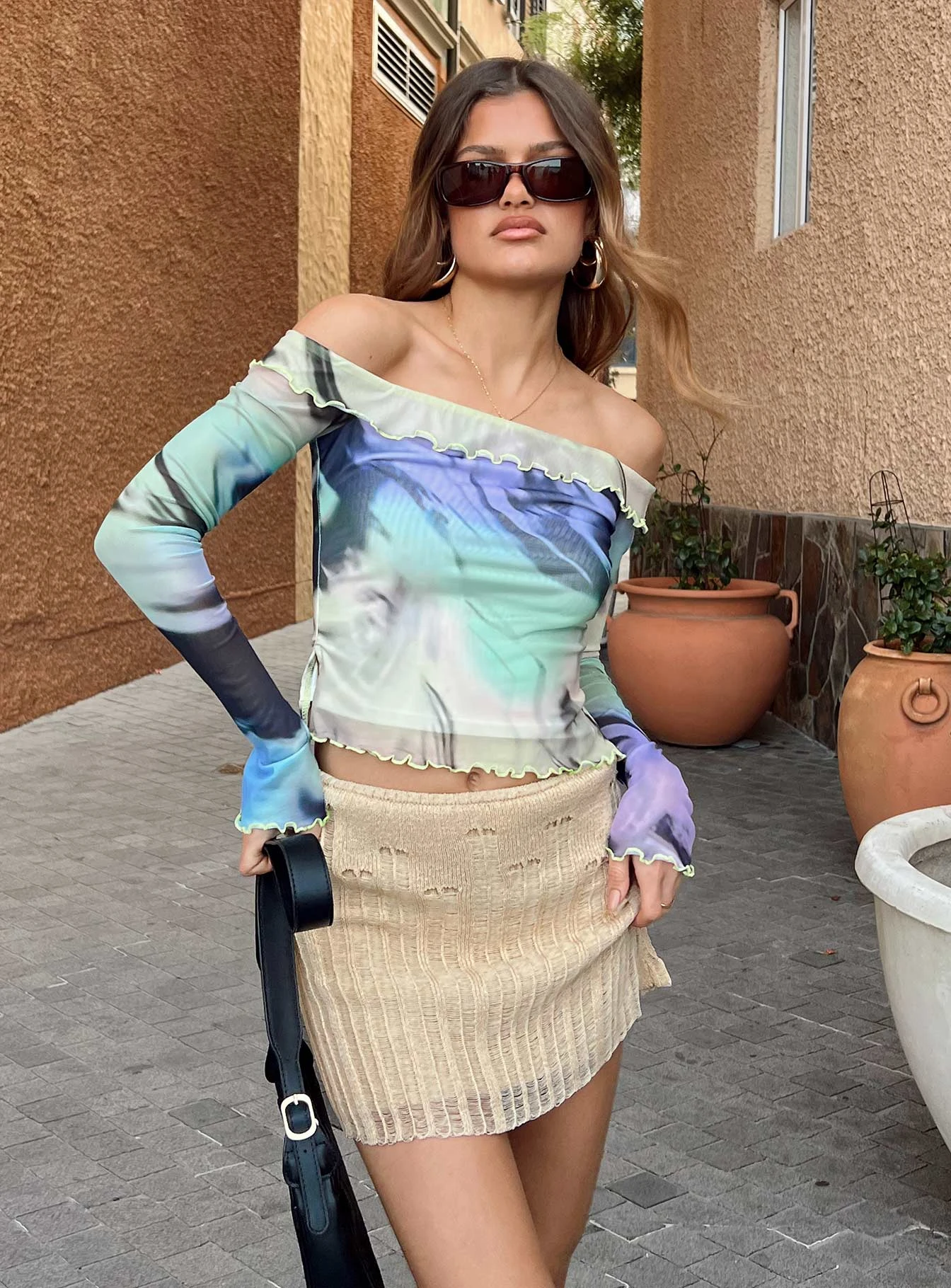 Princess Polly Macaulay Knit Mini Skirt Beige 1 Princess Polly Macaulay Knit Mini Skirt Beige