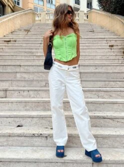 Princess Polly Dava Low Rise Pants White