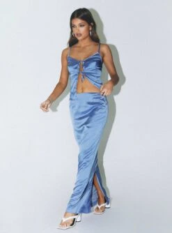 Princess Polly Brianne Maxi Skirt Blue