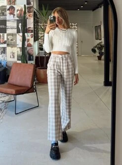 Princess Polly Archer Pants Beige Plaid