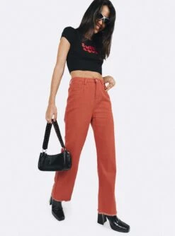 Princess Polly Kalinda Denim Jeans Red
