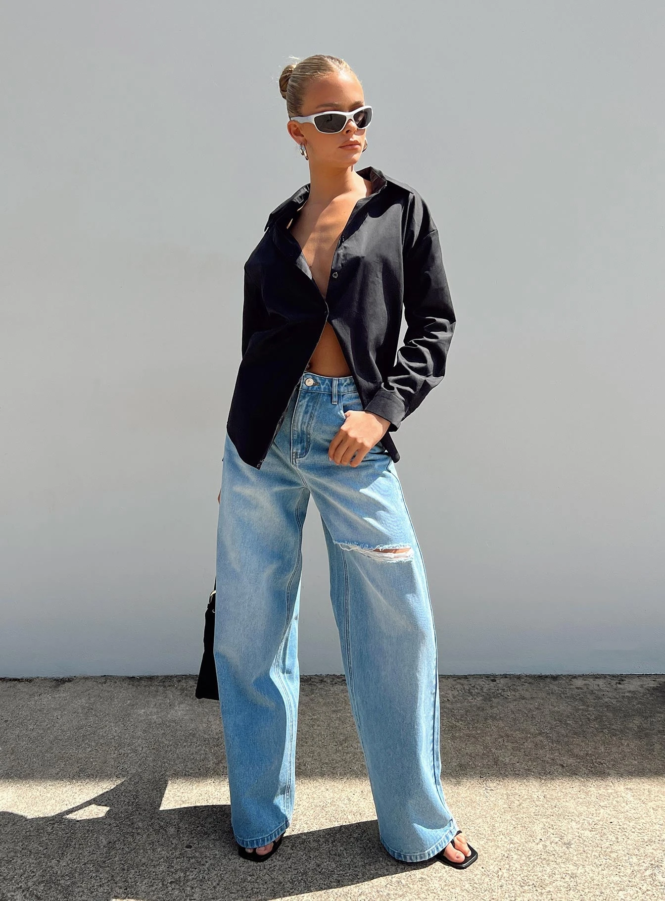 Princess Polly Beale Wide Leg Jeans Mid Wash Denim 1 Princess Polly Beale Wide Leg Jeans Mid Wash Denim