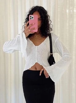 Princess Polly Hawksley Long Sleeve Top White