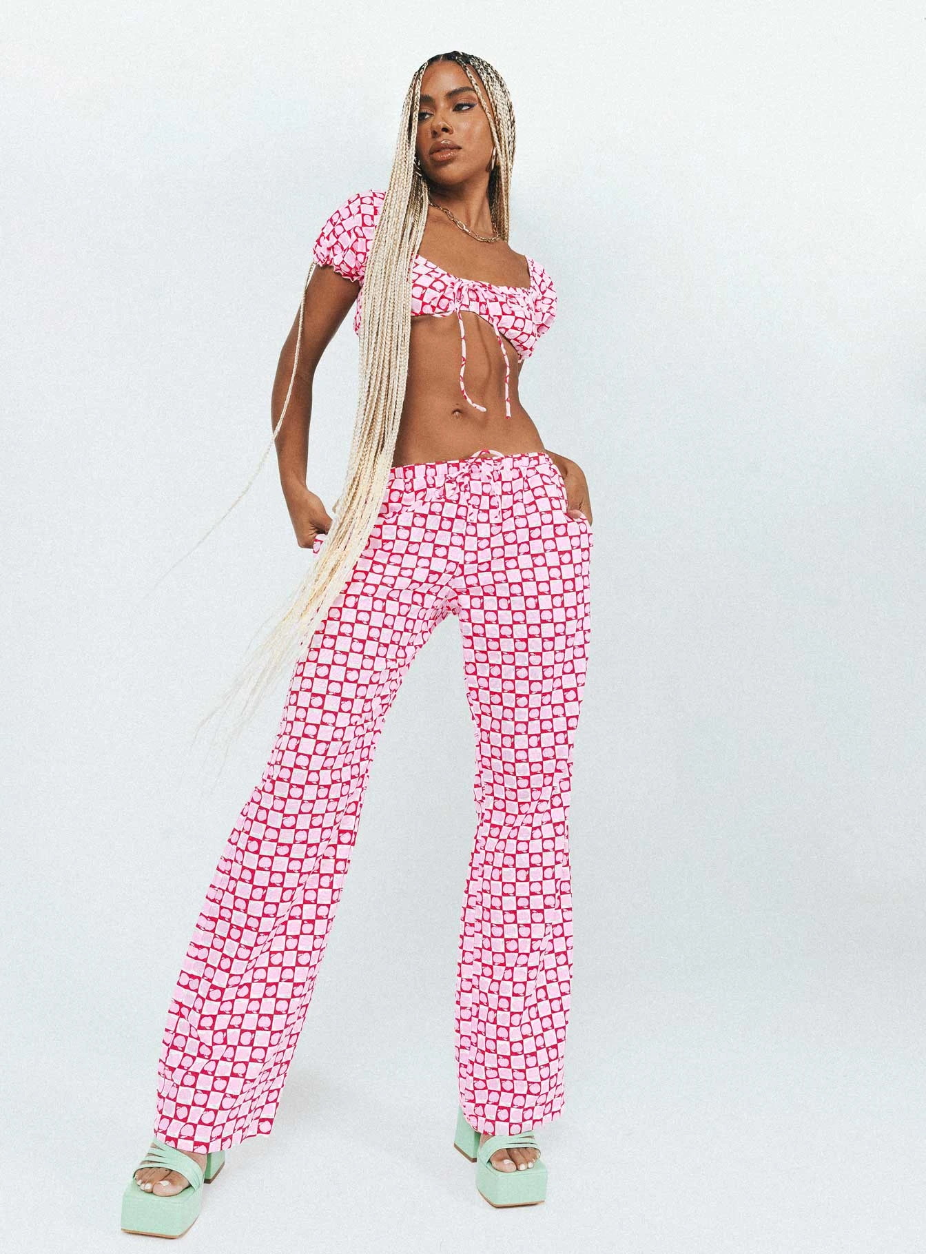 Motel Raya Trouser Apple Check Blush Red 6 Motel Raya Trouser Apple Check Blush Red - Image 6