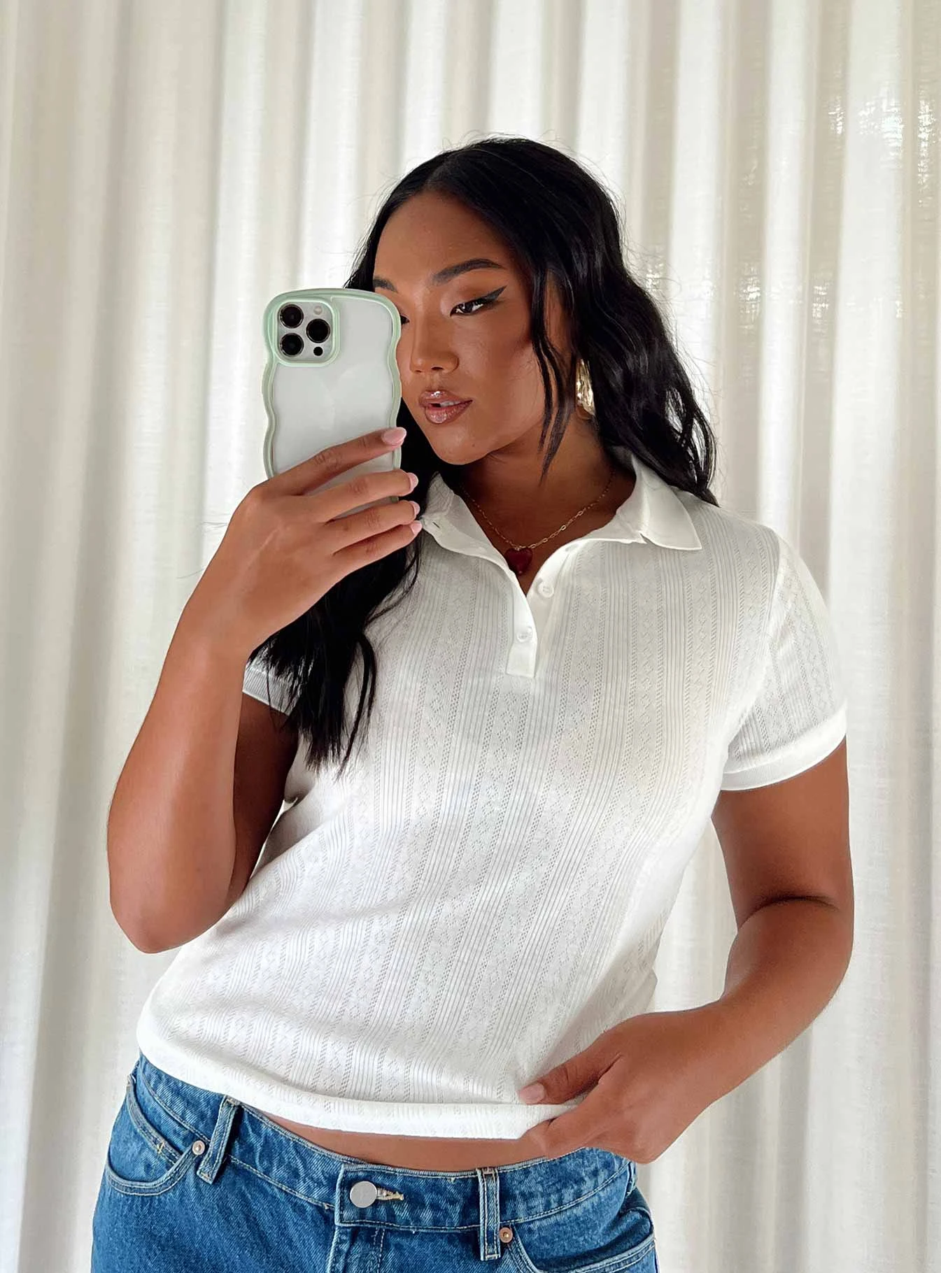 Princess Polly Long Beach Polo Top Cream 1 Princess Polly Long Beach Polo Top Cream