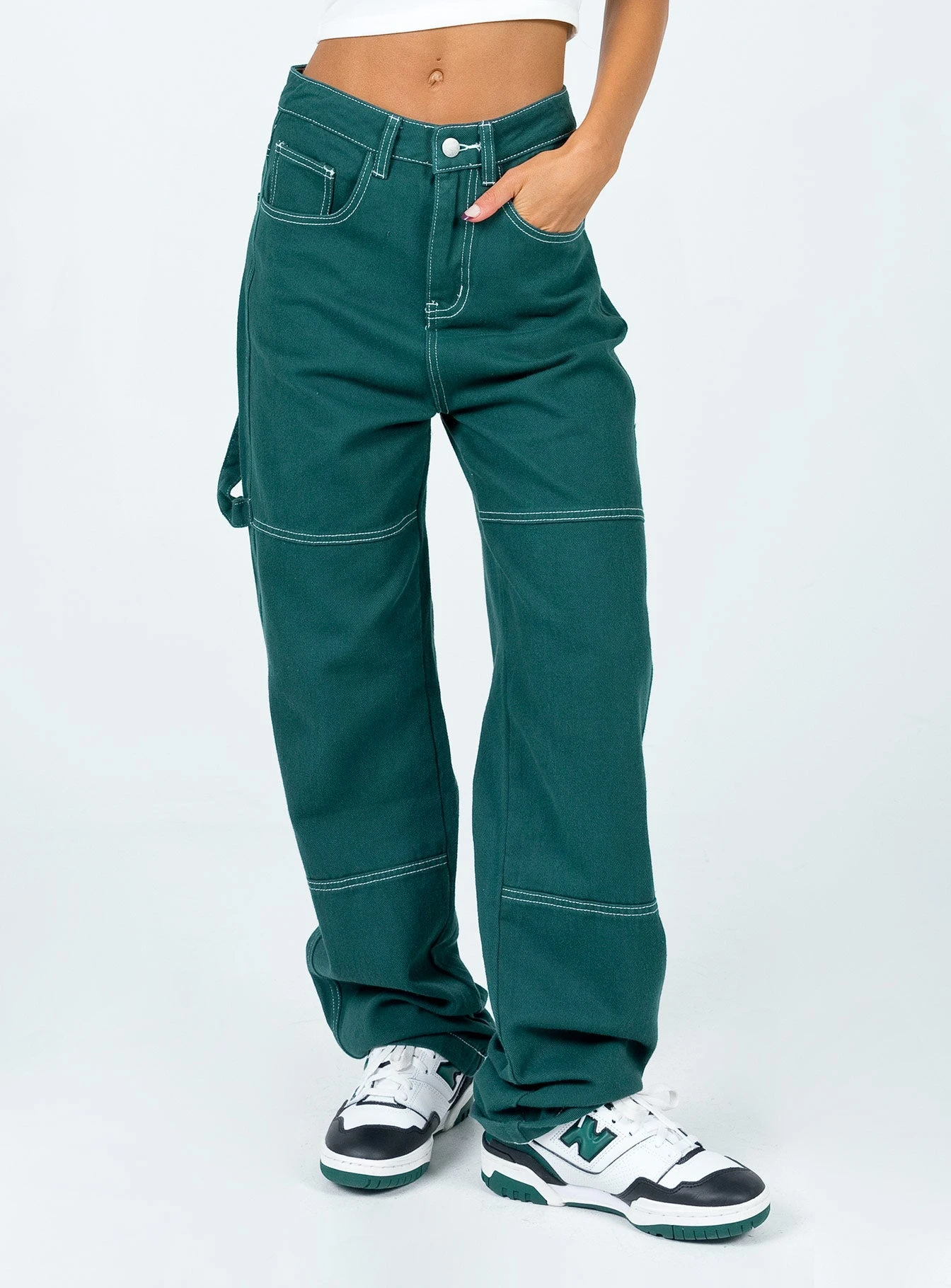 Princess Polly Copeland Jeans Green 3 Princess Polly Copeland Jeans Green - Image 3