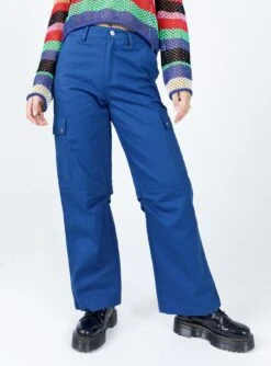 Princess Polly Fallout Mid Rise Cargo Pants Blue