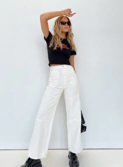 Princess Polly Calcetto Wide Leg Jeans White
