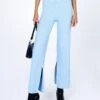 Princess Polly Allen Ribbed Pants Blue