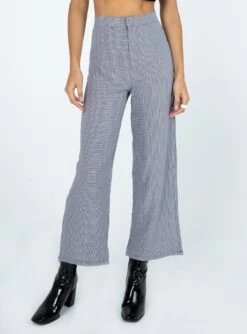 Princess Polly Valreee Gingham Wide Leg Pants Black / White