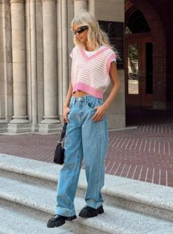 Princess Polly Ollie Straight Leg Jean Mid Wash Denim