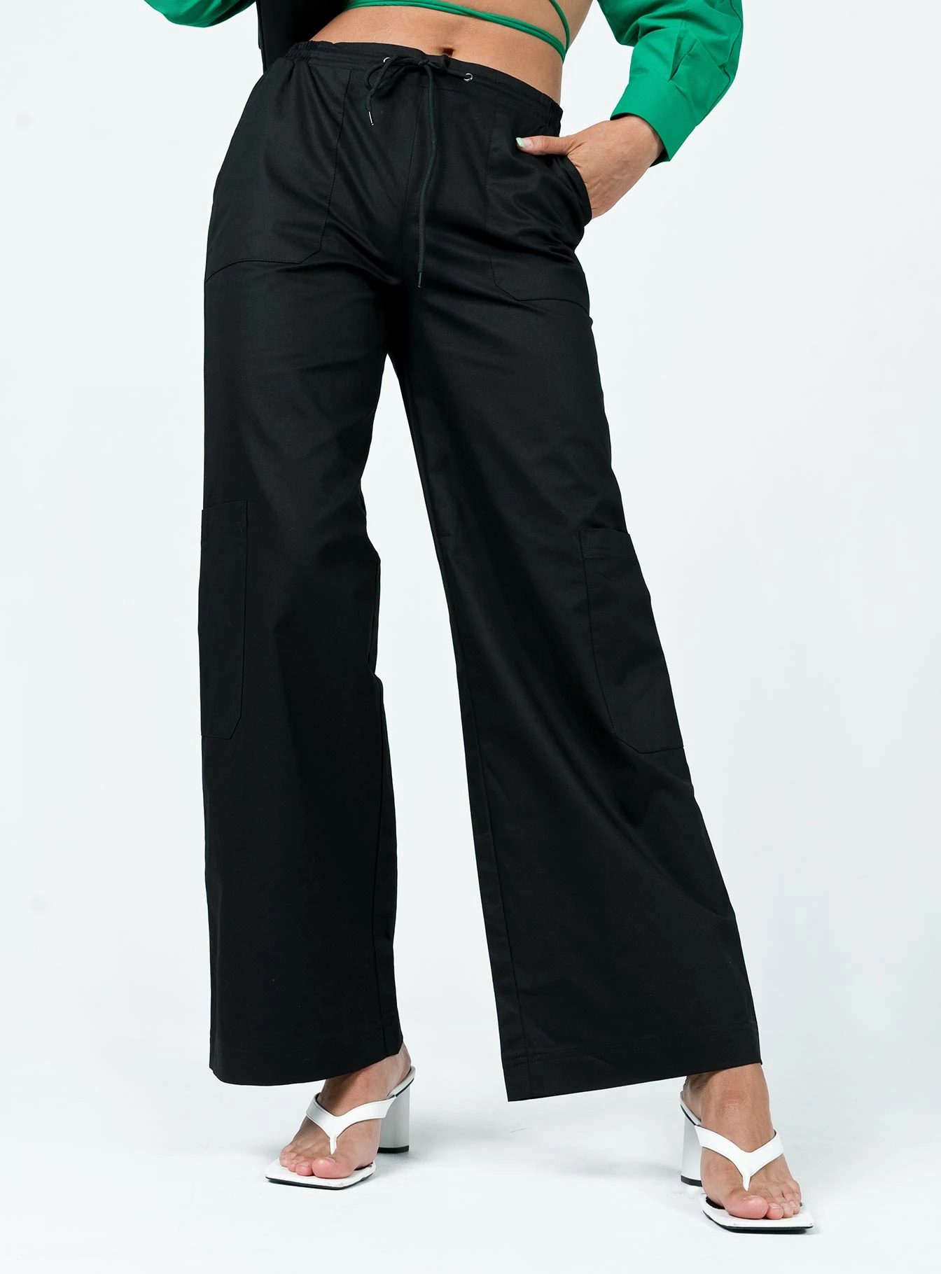 Princess Polly Jaya Elastic Cargo Pants Black 3 Princess Polly Jaya Elastic Cargo Pants Black - Image 3