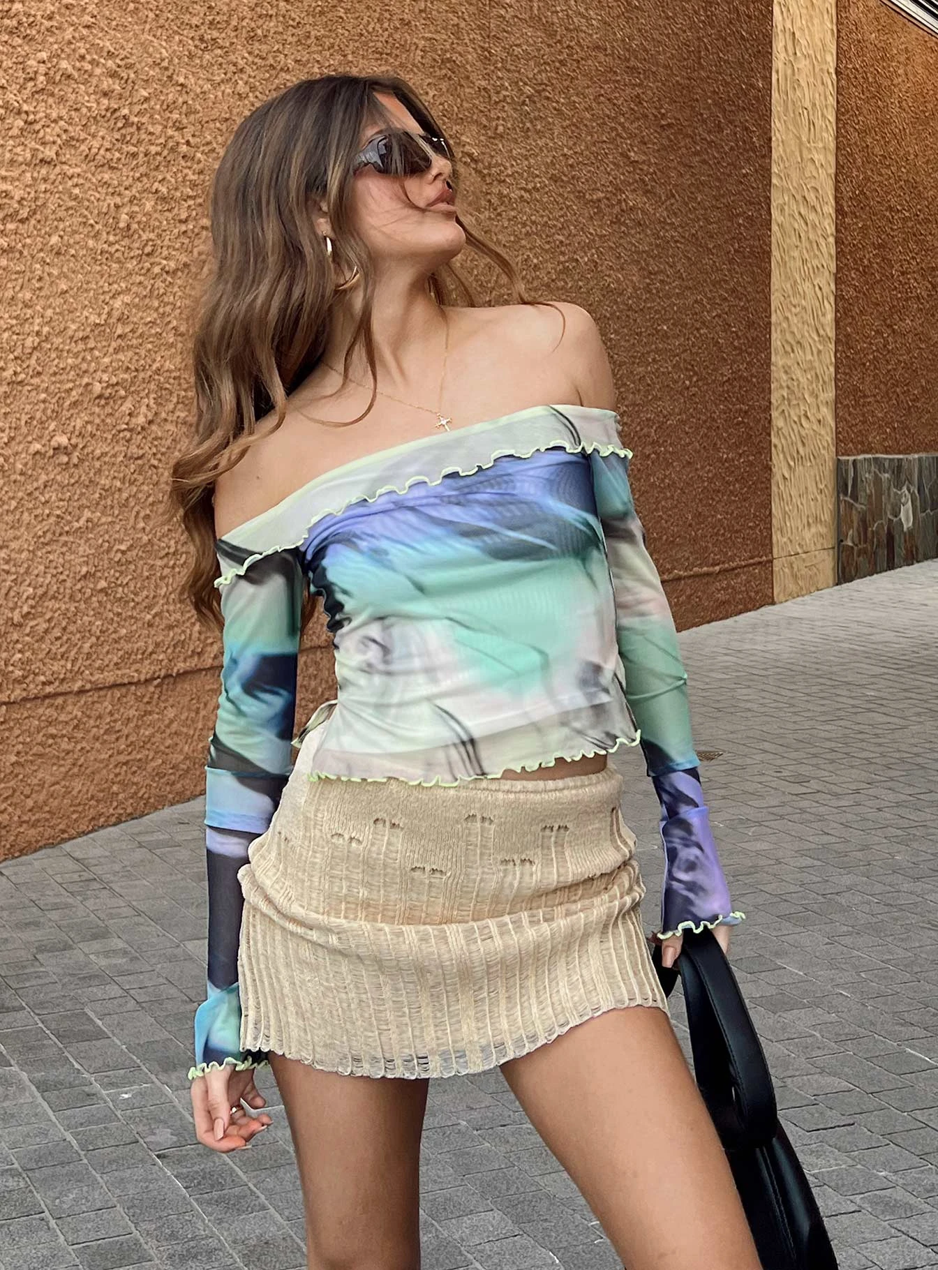 Princess Polly Macaulay Knit Mini Skirt Beige 9 Princess Polly Macaulay Knit Mini Skirt Beige - Image 9