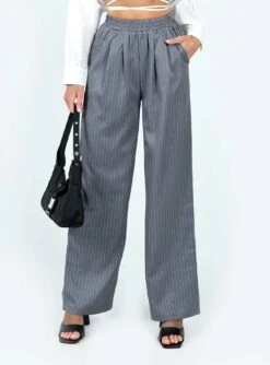 Princess Polly Higgins Pants Grey Pinstripe