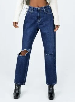 Princess Polly Fairmount Straight Leg Jean Dark Wash Denim