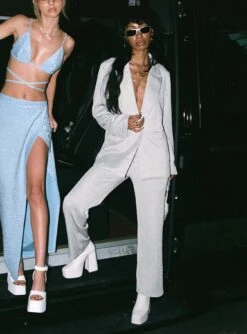 Princess Polly Croft Pants Silver Glitter