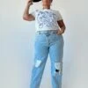 Holly Asymmetric Ripped Leg Jeans Curve