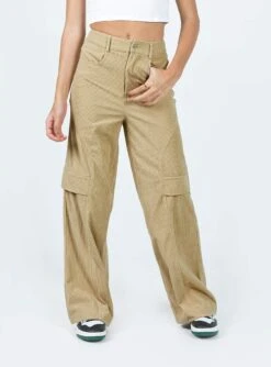 Princess Polly City Loop Cord Pants Beige