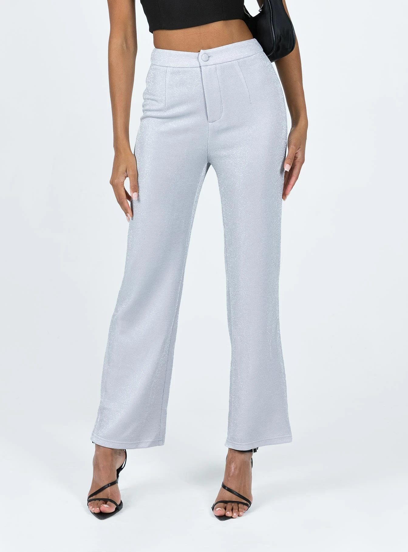 Princess Polly Croft Pants Silver Glitter 2 Princess Polly Croft Pants Silver Glitter - Image 2