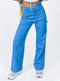 Princess Polly Leisure Straight Leg Jeans Blue