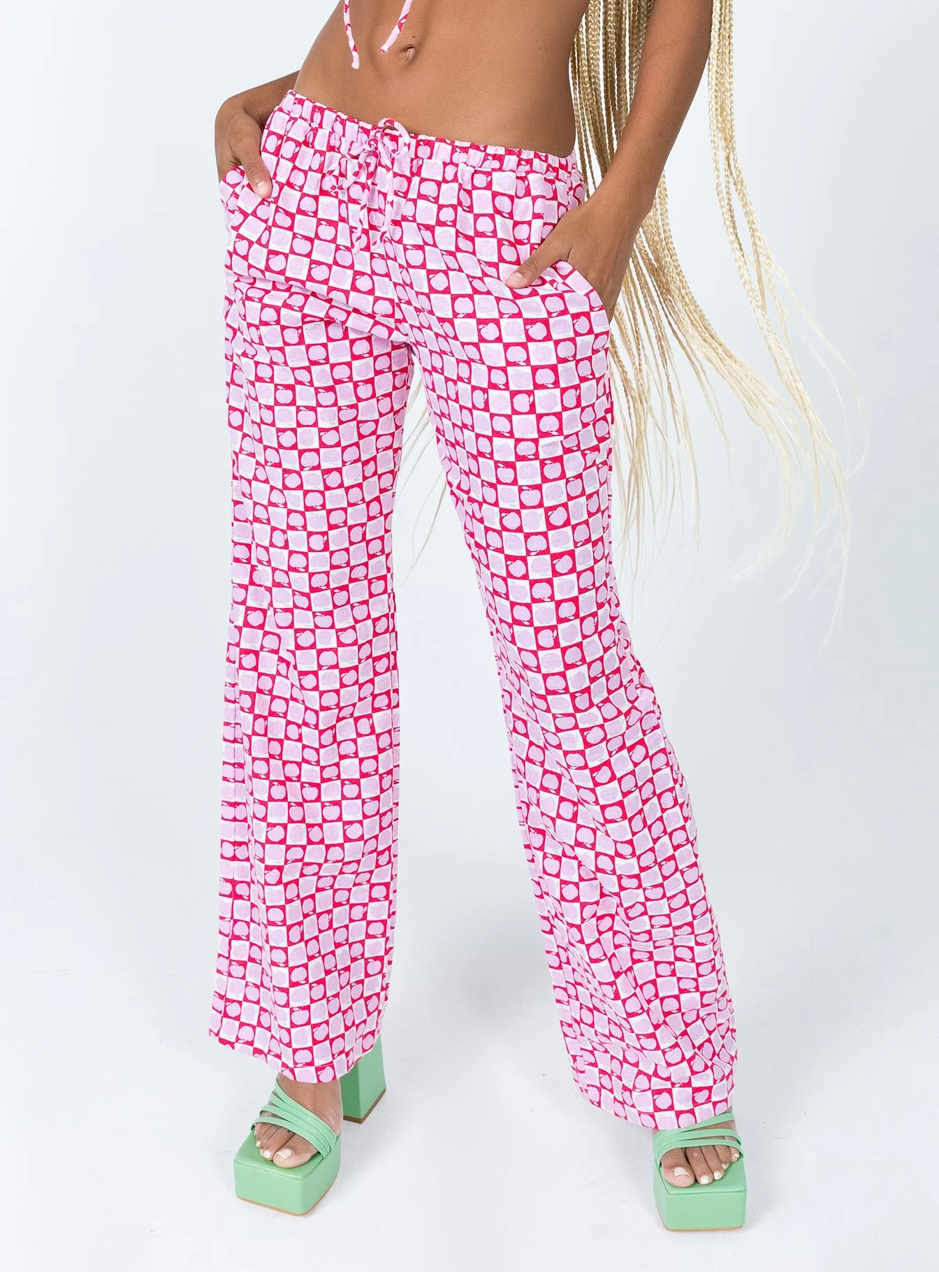 Motel Raya Trouser Apple Check Blush Red 2 Motel Raya Trouser Apple Check Blush Red - Image 2