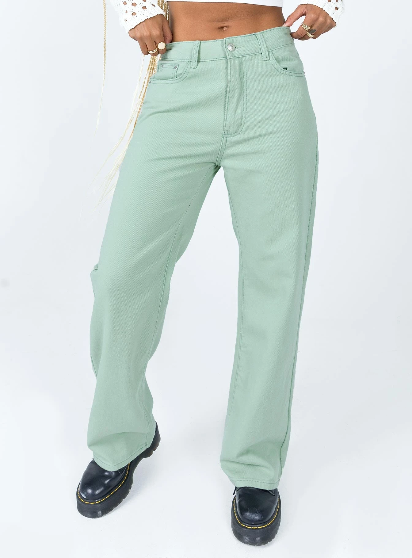 Princess Polly Lester Mom Jeans Sage Green 2 Princess Polly Lester Mom Jeans Sage Green - Image 2