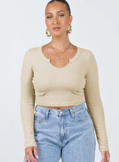 Laurina Long Sleeve Top Beige