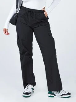 Princess Polly Flossie Parachute Pants Black