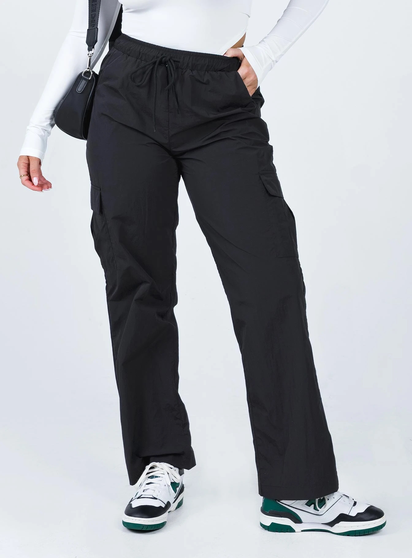 Princess Polly Flossie Parachute Pants Black 1 Princess Polly Flossie Parachute Pants Black