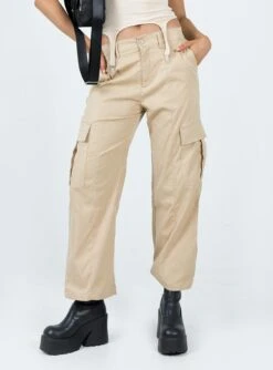 Princess Polly Nichols Cargo Pants Beige