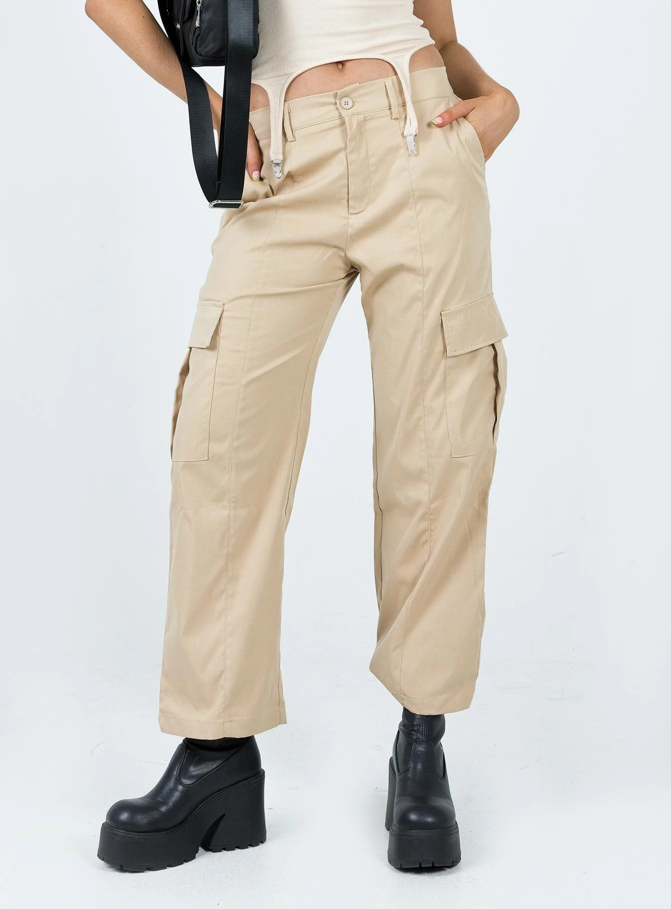 Princess Polly Nichols Cargo Pants Beige 1 Princess Polly Nichols Cargo Pants Beige