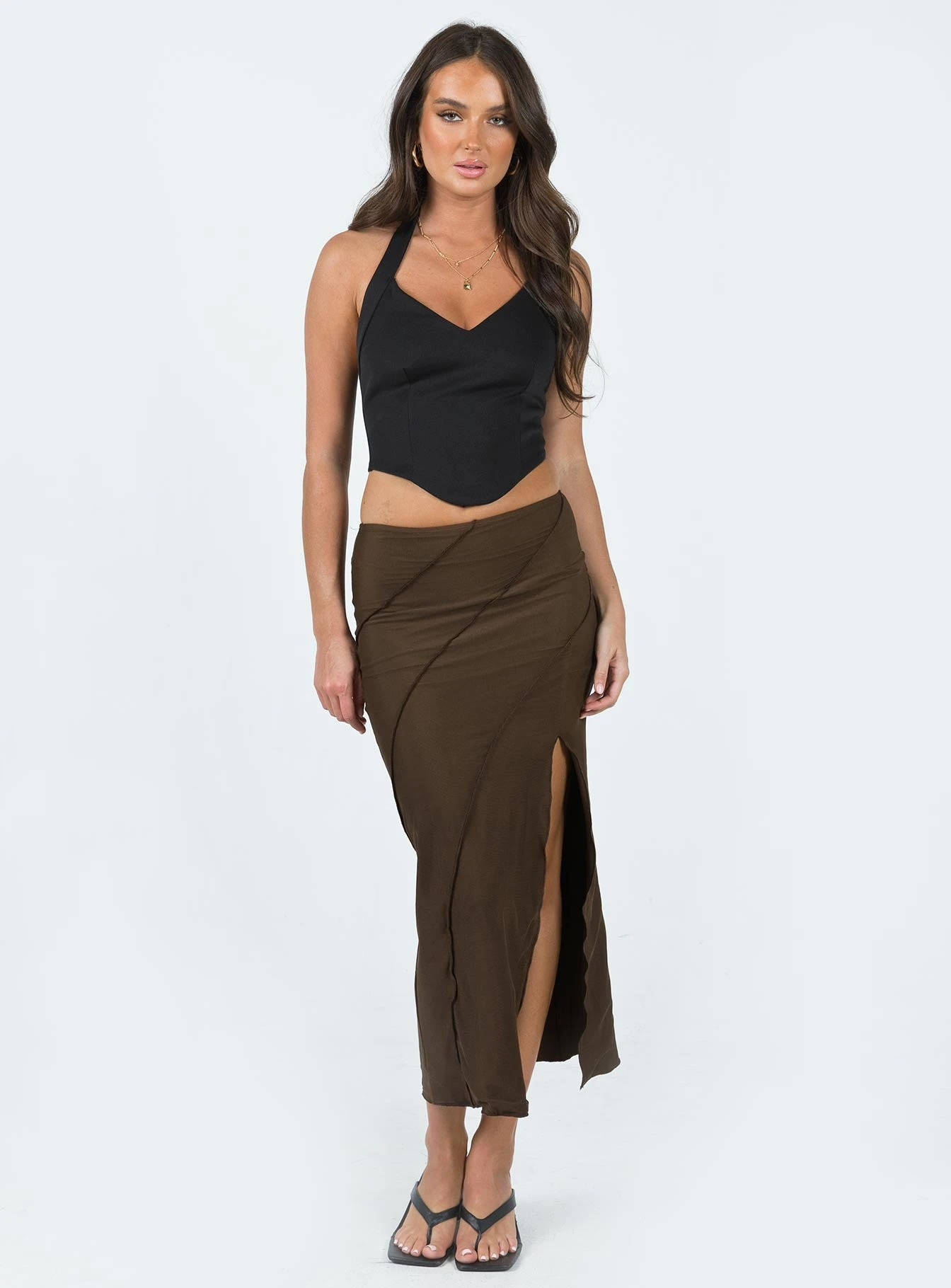 Erika Midi Skirt Brown 1 Erika Midi Skirt Brown