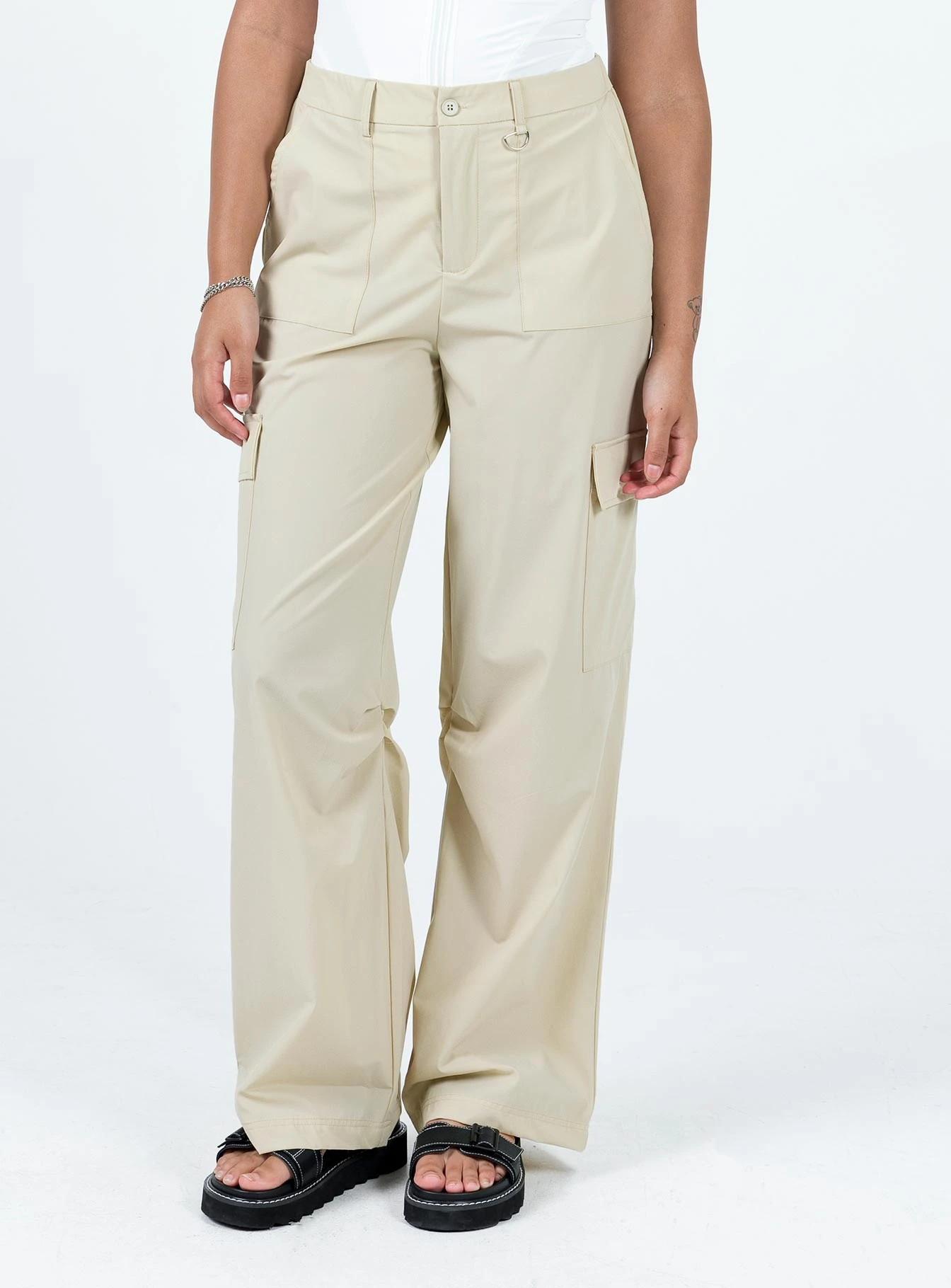 Princess Polly Pegley Nylon Cargo Pants Beige 2 Princess Polly Pegley Nylon Cargo Pants Beige - Image 2