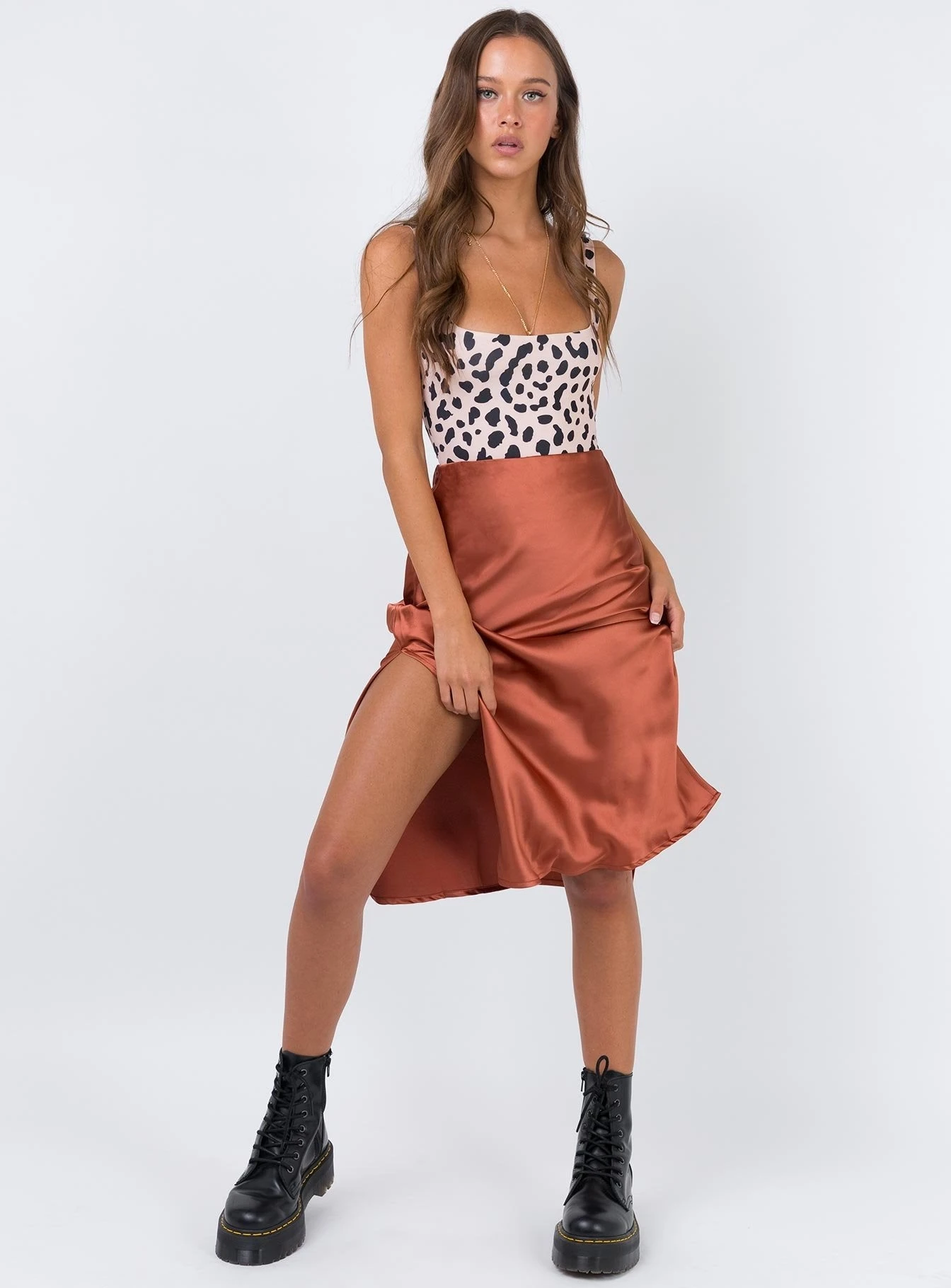 Princess Polly Cleo Lavoe Midi Skirt Rust 1 Princess Polly Cleo Lavoe Midi Skirt Rust