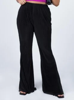 Princess Polly Emily Crinkle Yoga Pants Black