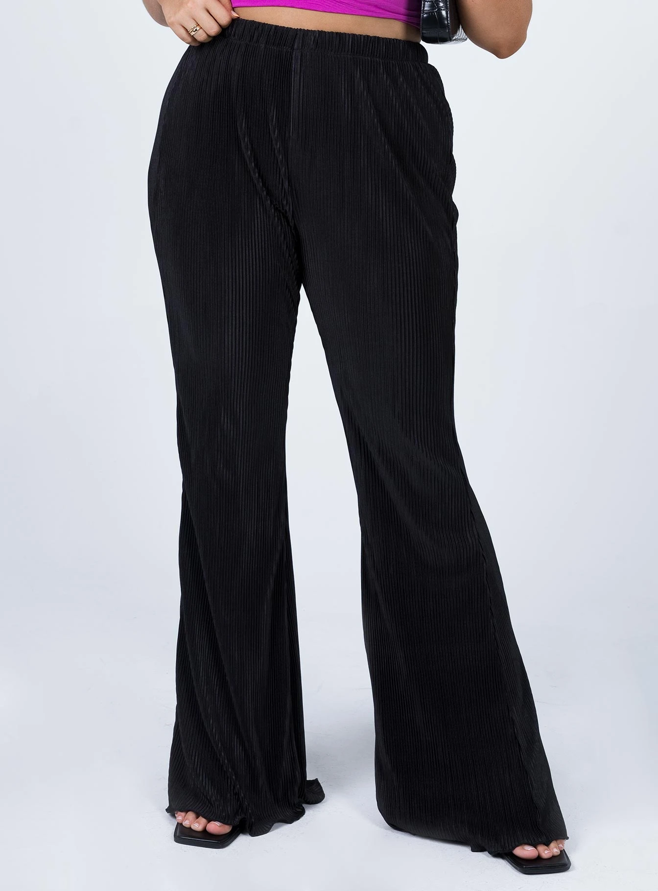 Princess Polly Emily Crinkle Yoga Pants Black 1 Princess Polly Emily Crinkle Yoga Pants Black