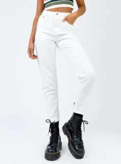 Princess Polly Zaiden Straight Leg Jeans White Denim