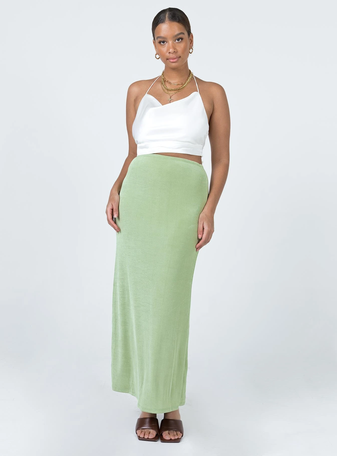 Princess Polly Harriette Maxi Skirt Sage 2 Princess Polly Harriette Maxi Skirt Sage - Image 2