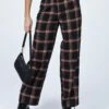 Princess Polly City Skies Wide Leg Check Pant Black