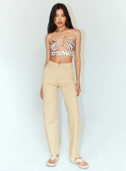 Princess Polly Joey Denim Jeans Beige