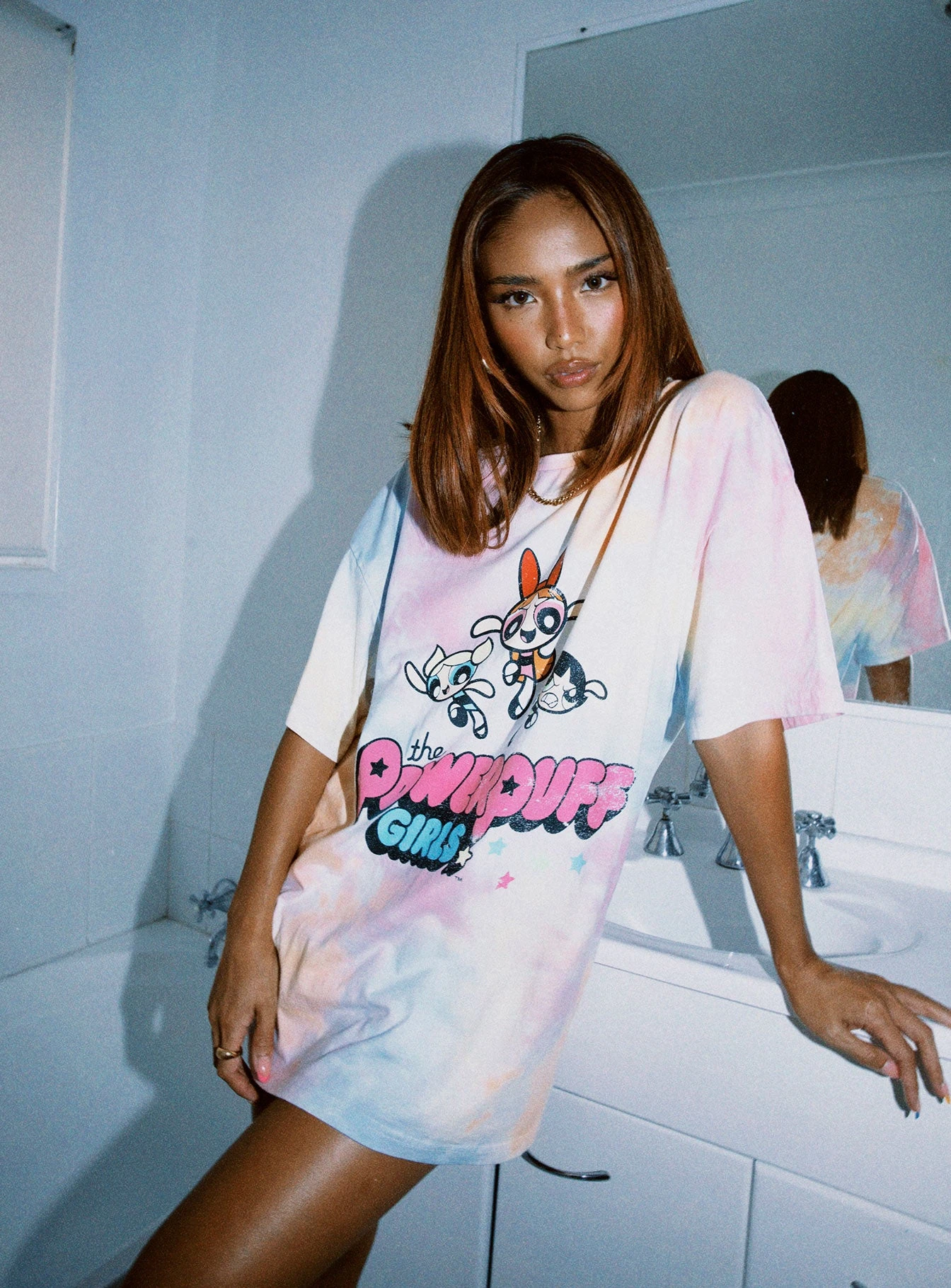 Powerpuff Jump For Joy Tie Dye Tee White 1 Powerpuff Jump For Joy Tie Dye Tee White