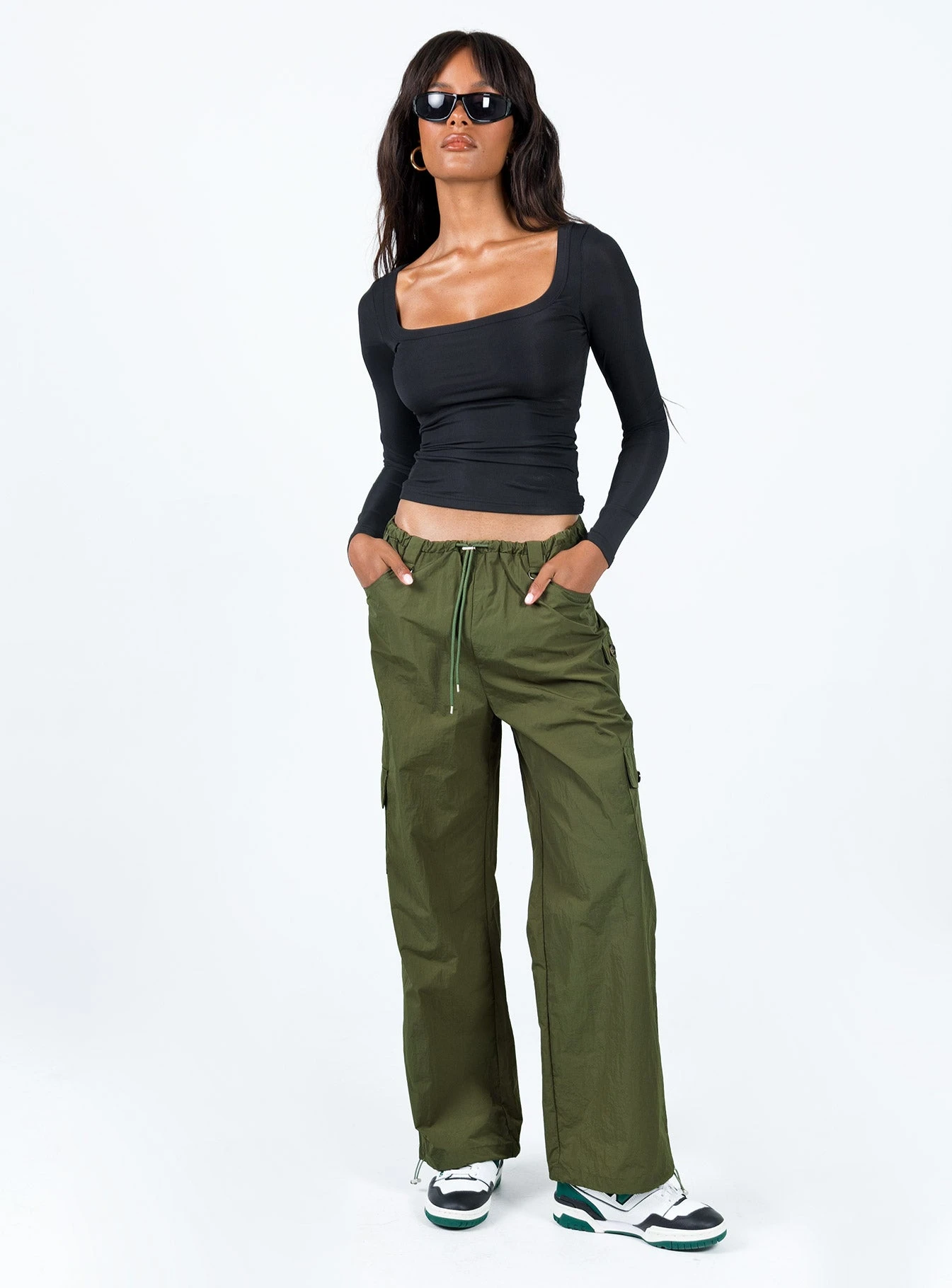 Princess Polly Erave Parachute Pants Khaki 3 Princess Polly Erave Parachute Pants Khaki - Image 3