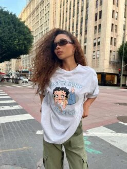 Princess Polly Betty Boop Jean Oversized Tee Grey