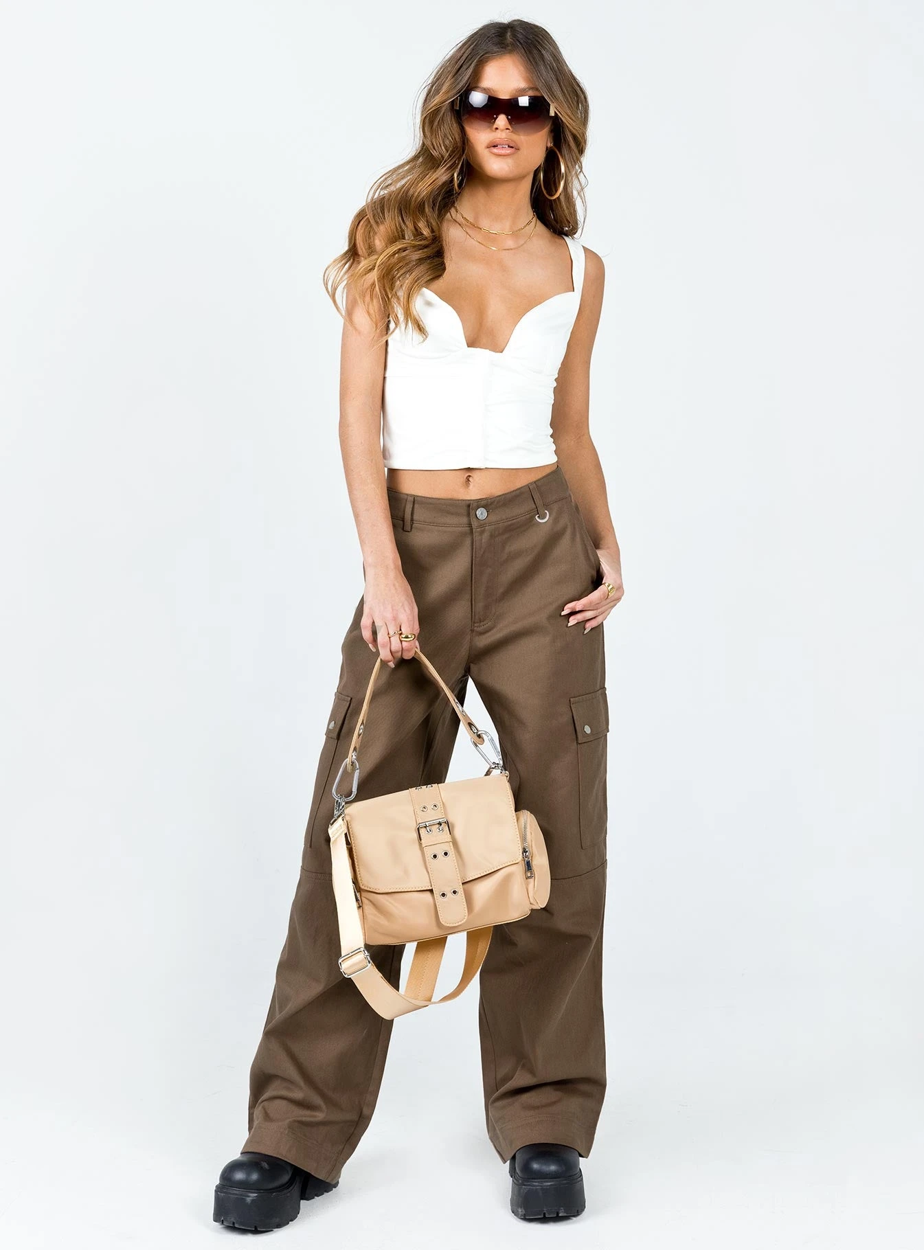 Princess Polly Fallout Mid Rise Cargo Pants Brown 3 Princess Polly Fallout Mid Rise Cargo Pants Brown - Image 3