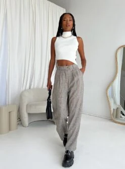 Princess Polly Vail Pants Beige Check