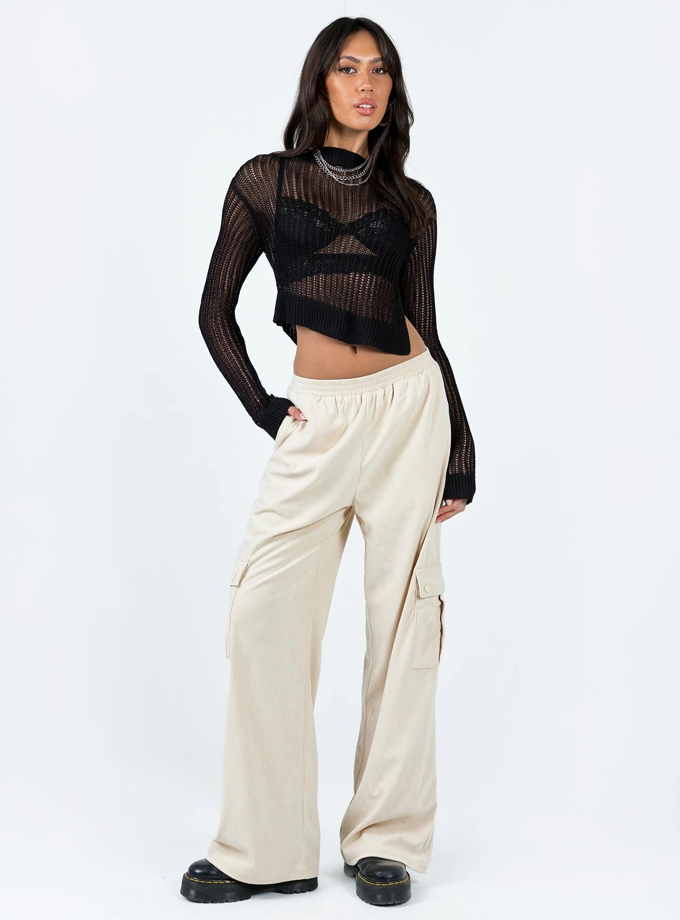 Princess Polly Lista Cord Elastic Pocket Pants Beige 2 Princess Polly Lista Cord Elastic Pocket Pants Beige - Image 2