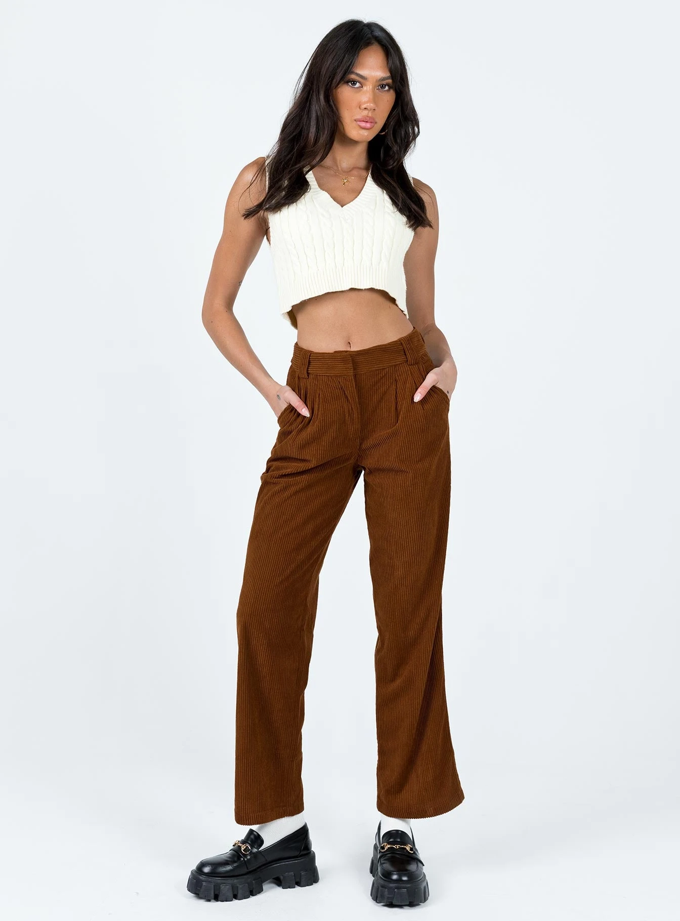 Princess Polly Arizona Cord Pants Brown 2 Princess Polly Arizona Cord Pants Brown - Image 2